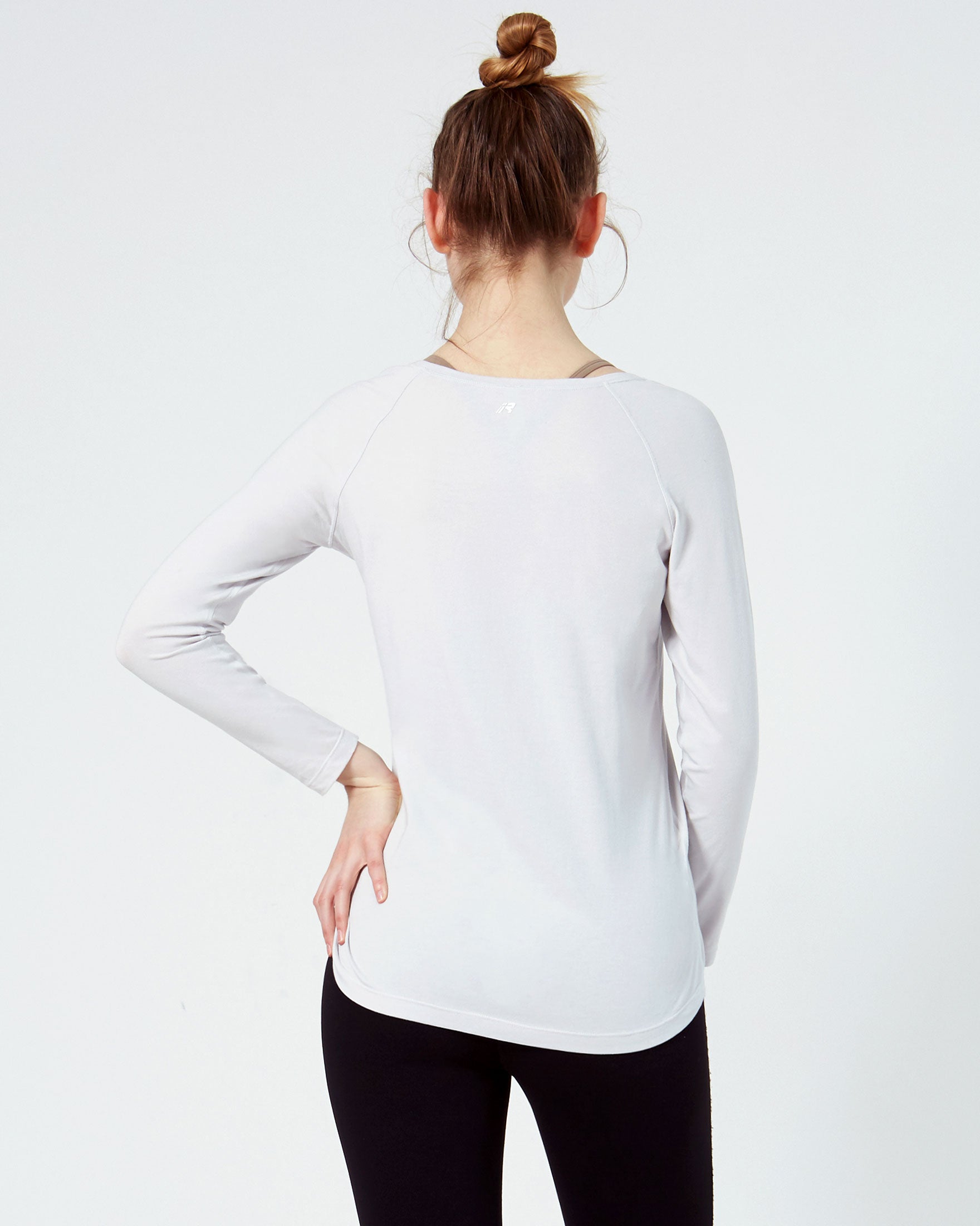 Rebody Essentials Scooped Long Sleeve Top in soft Pima cotton blend, featuring a stylish scooped neckline and long sleeves.