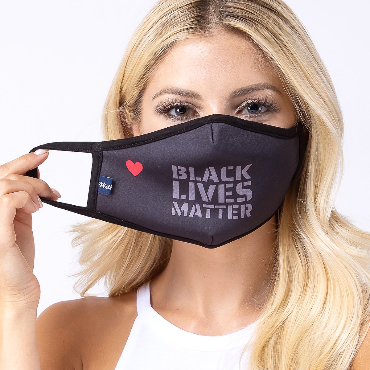 Red Heart BLM 3-layered face mask featuring a unique print design, made from polyester and cotton, suitable for unisex wear.