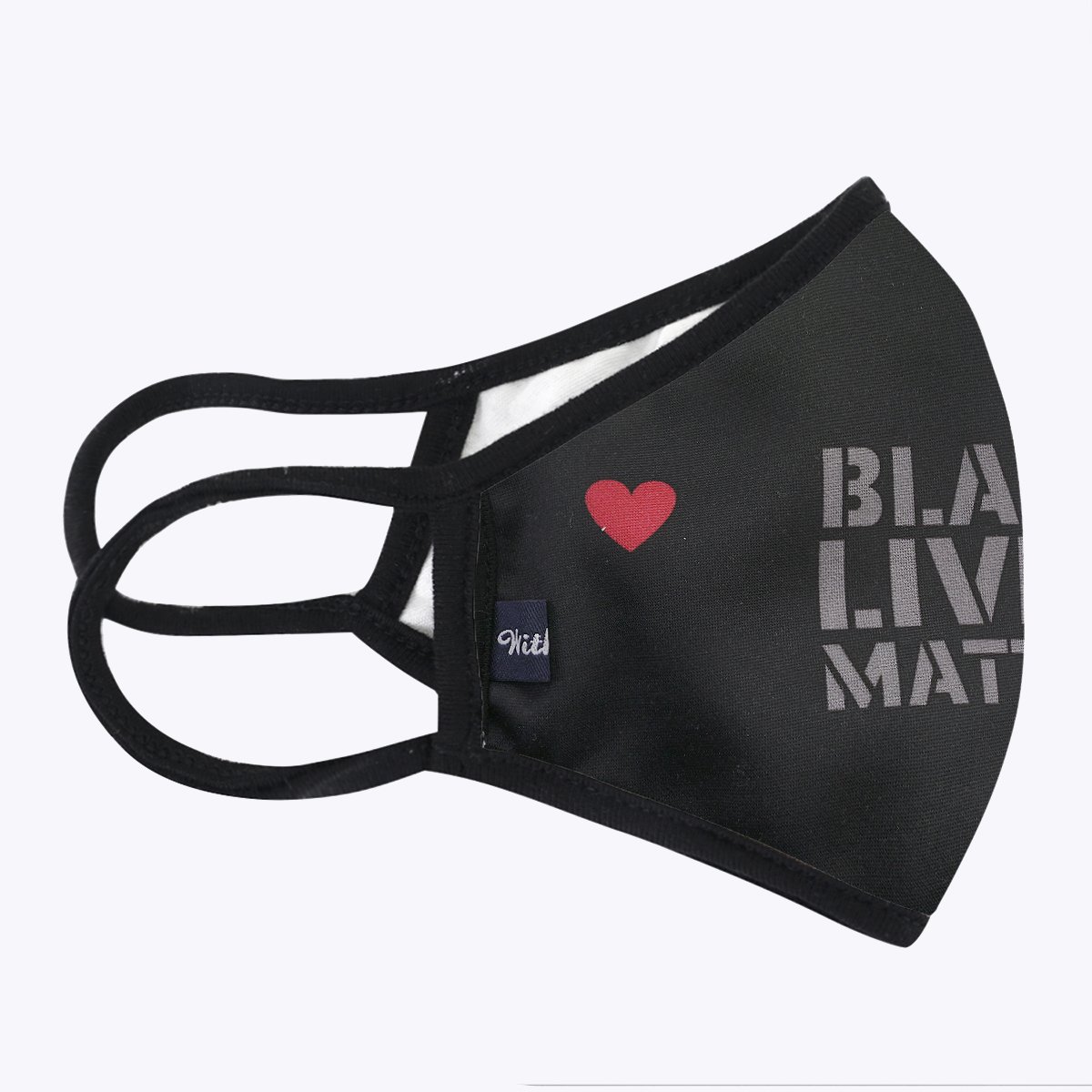 Red Heart BLM 3-layered face mask featuring a unique print design, made from polyester and cotton, suitable for unisex wear.