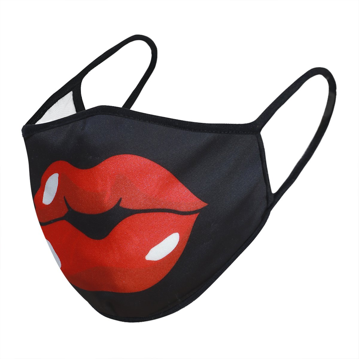 Red Lip 3-Layered Face Cover featuring a unique print design, made from polyester and cotton, suitable for unisex wear.