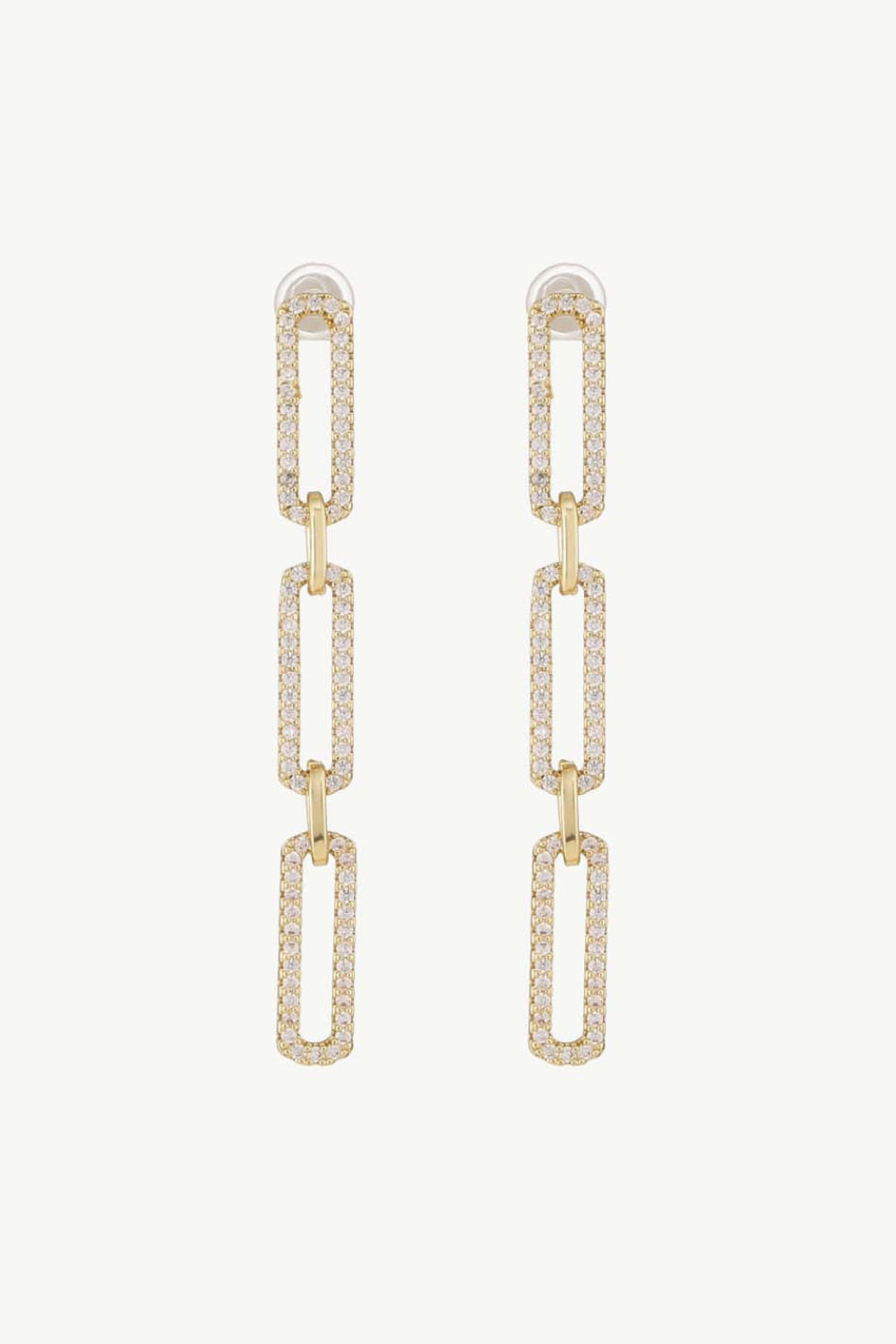 Rhinestone Chunky Chain Drop Earrings featuring a modern design with sparkling rhinestones and a lightweight copper structure.