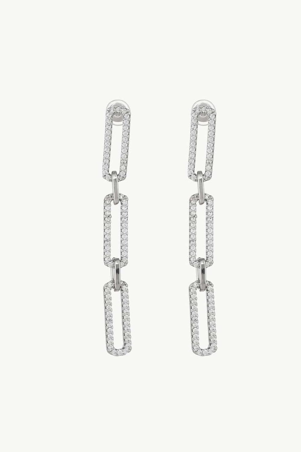 Rhinestone Chunky Chain Drop Earrings featuring a modern design with sparkling rhinestones and a lightweight copper structure.