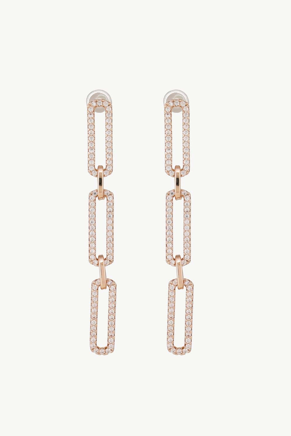 Rhinestone Chunky Chain Drop Earrings featuring a modern design with sparkling rhinestones and a lightweight copper structure.