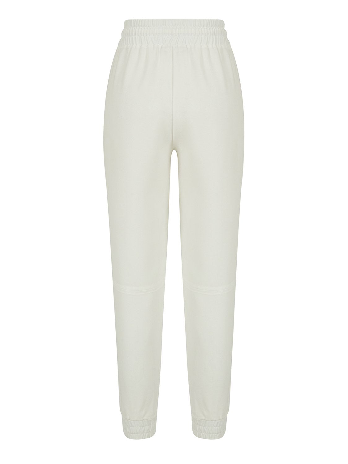 A pair of stylish ribbed cuff pants featuring a high-waist design, elastic waistband, and adjustable drawstring, perfect for casual and formal wear.