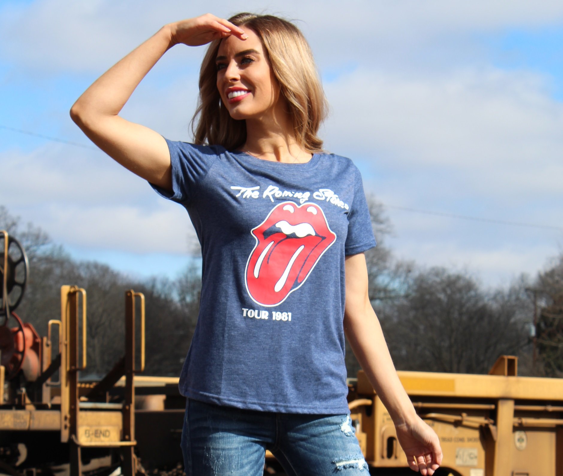 Vintage-inspired Rock and Roll Stones 1981 tour t-shirt featuring a cool graphic design, made from soft cotton and polyester blend.