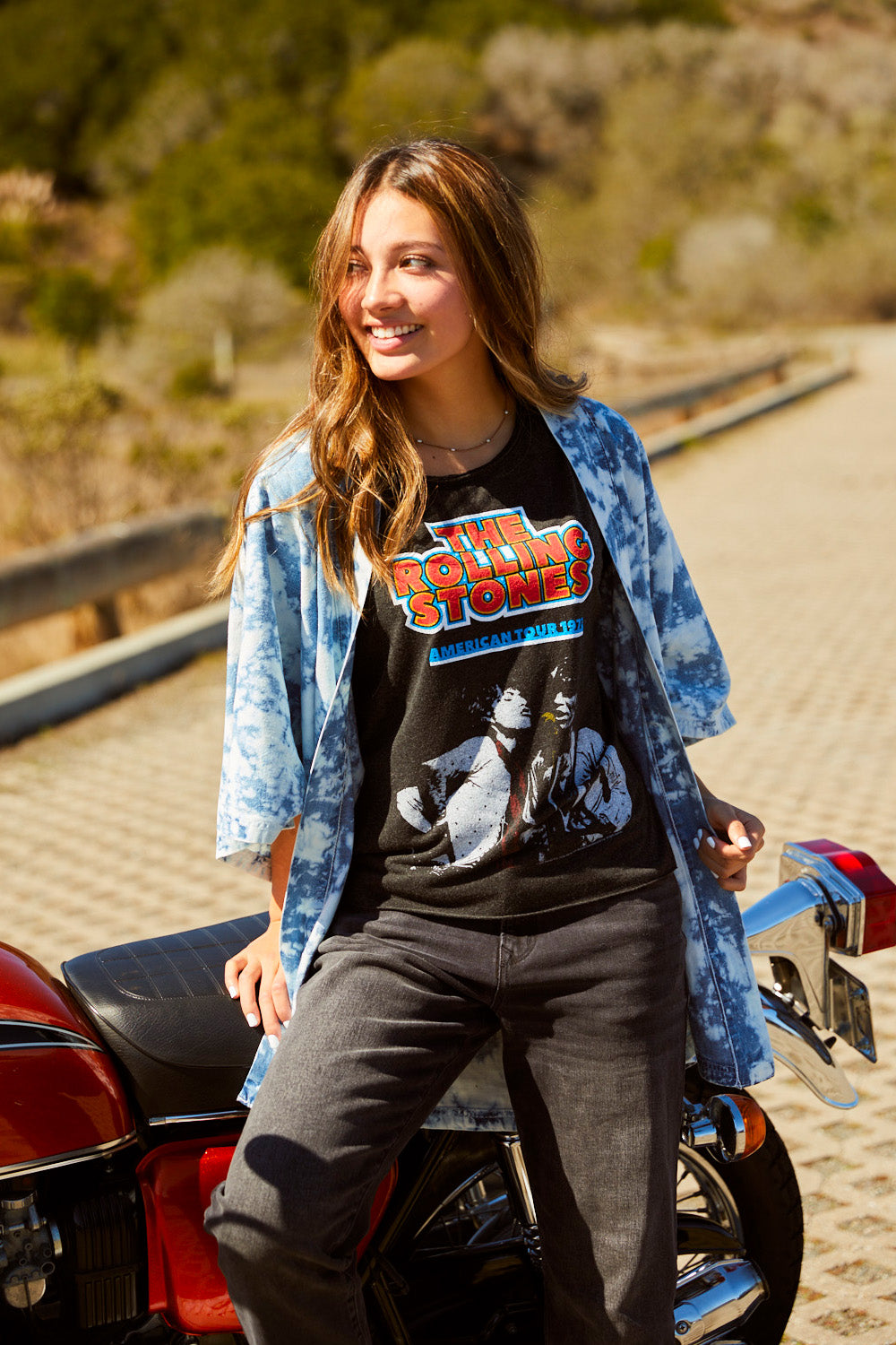 Rolling Stones 1972 Tour Tee featuring raw edges and bold colors, celebrating the iconic rock band.