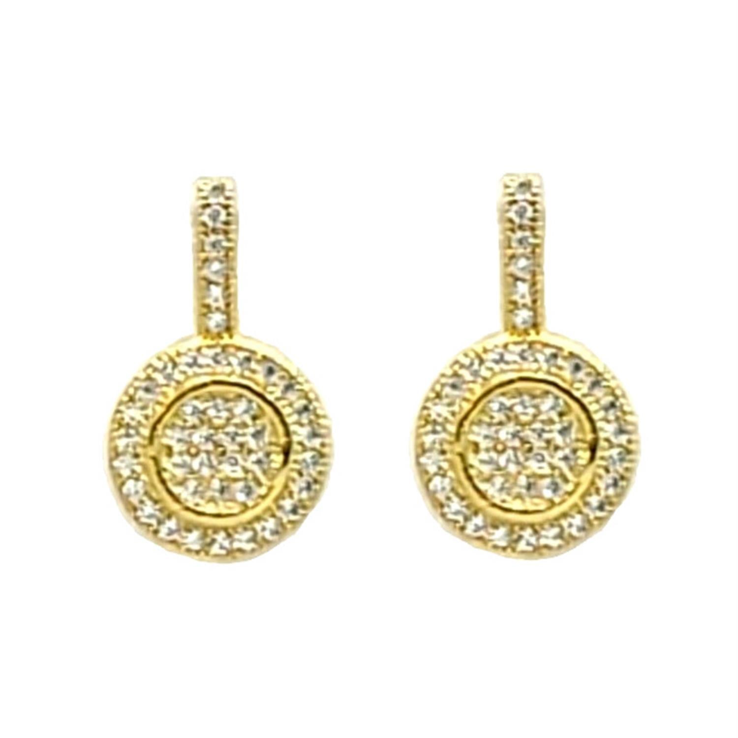 Elegant round crystal earrings in gold and silver, showcasing a sparkling design perfect for any occasion.