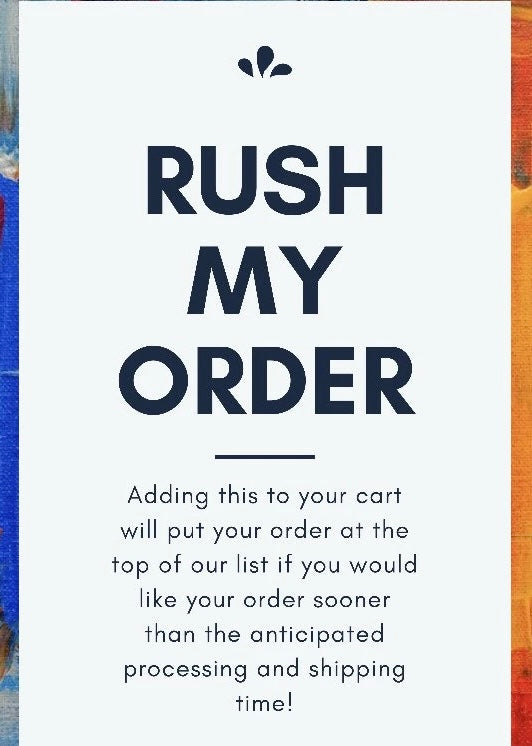 A visual representation of a rush order service, showcasing expedited processing and custom work.