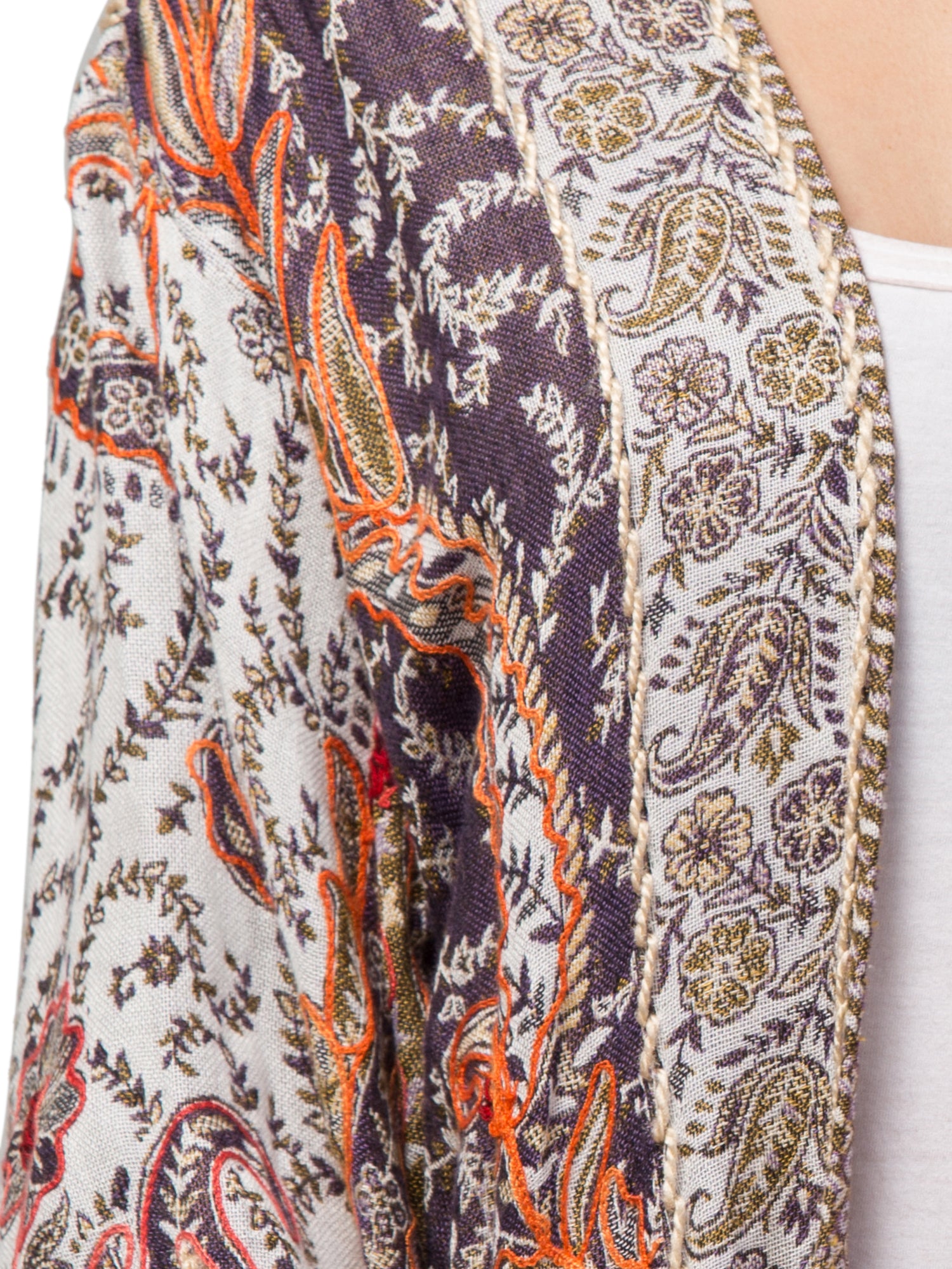 Sage Kimono Jacket featuring intricate hand embroidery and premium thick-stitched fabric, perfect for bohemian style.