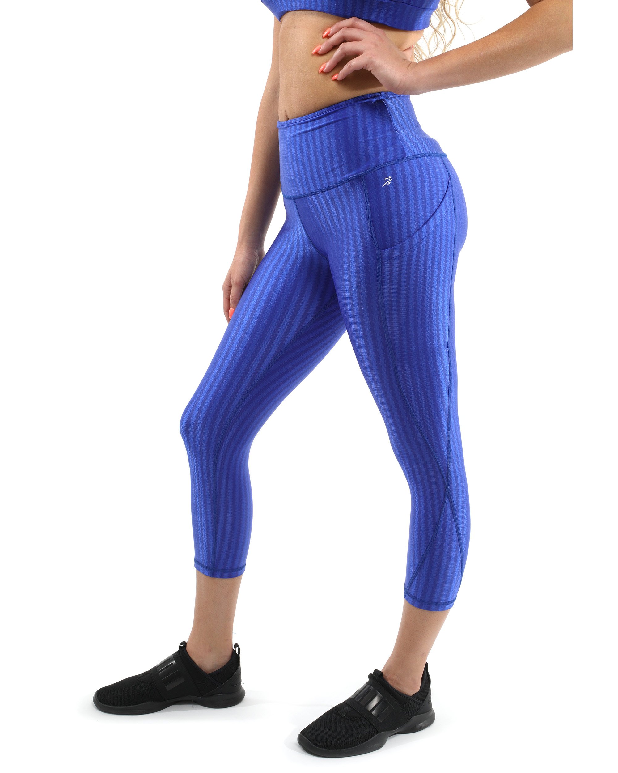 Firenze Activewear Leggings in blue, showcasing a stylish design with a high-rise waistband, made in Italy for optimal comfort and performance.