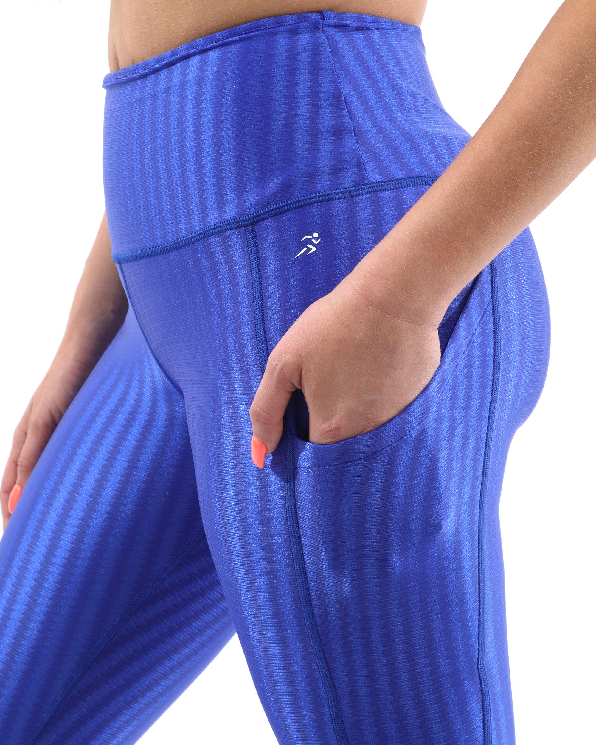 Firenze Activewear Leggings in blue, showcasing a stylish design with a high-rise waistband, made in Italy for optimal comfort and performance.