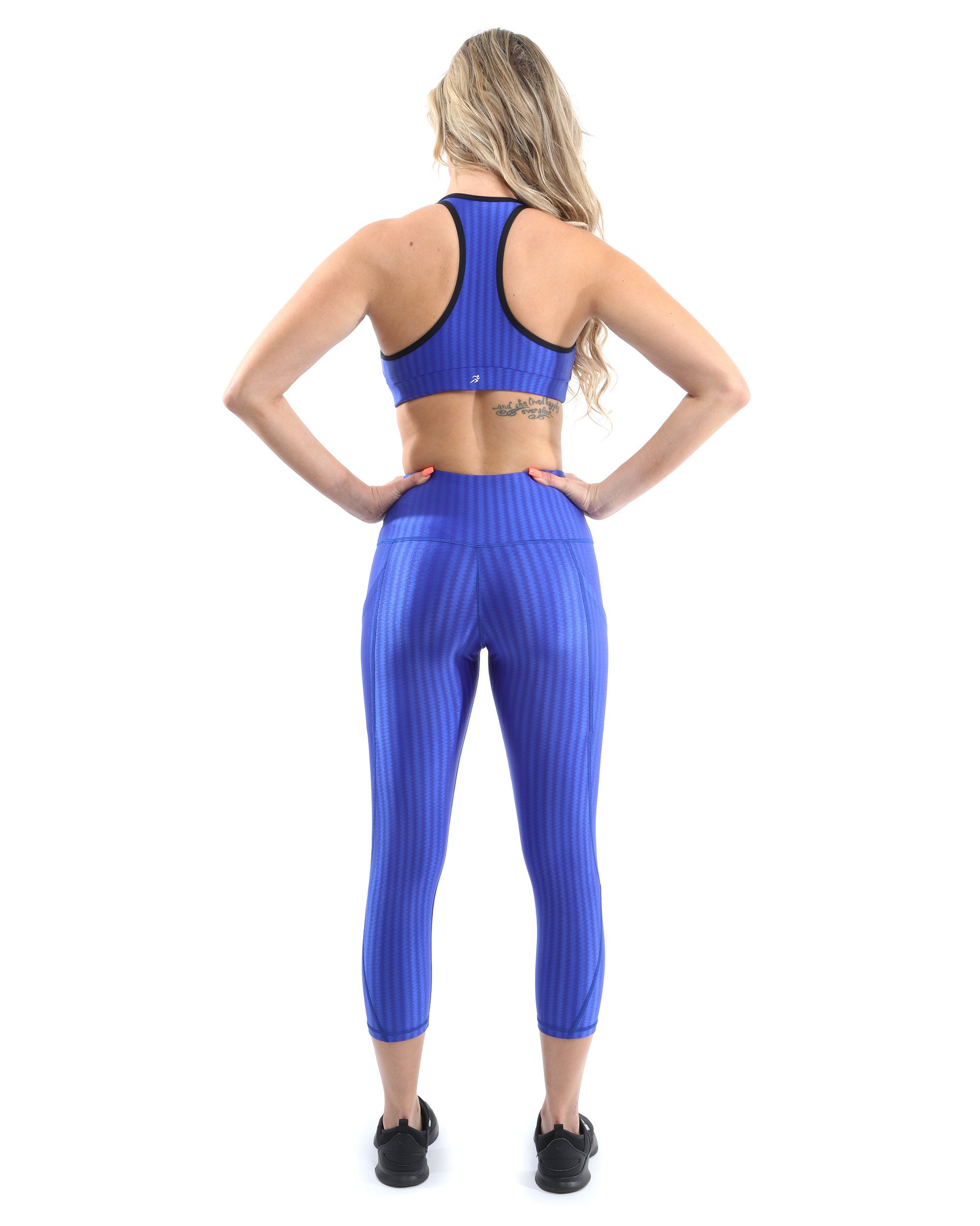 Firenze Activewear Leggings in blue, showcasing a stylish design with a high-rise waistband, made in Italy for optimal comfort and performance.