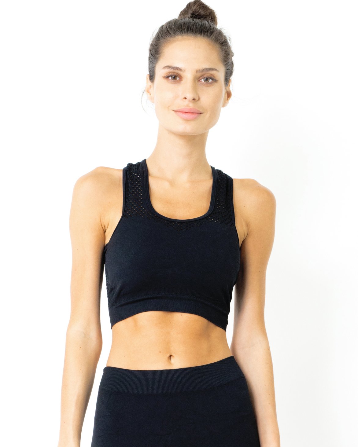 Milano Leggings and Bra Set in black, showcasing stylish design and premium quality fabric, made in Italy.