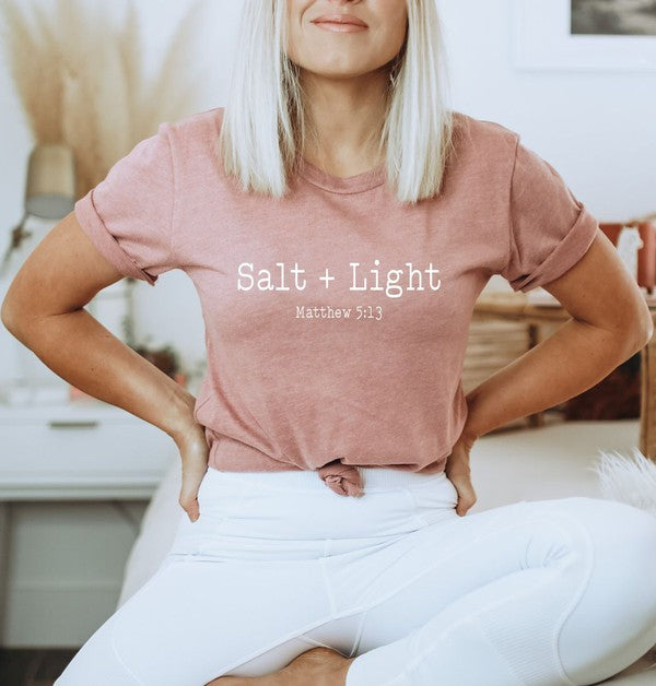 Salt and Light Matthew 5:13 Graphic Tee made of 100% combed cotton, featuring a vibrant inspirational graphic.