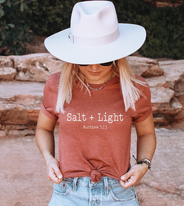 Salt and Light Matthew 5:13 Graphic Tee made of 100% combed cotton, featuring a vibrant inspirational graphic.