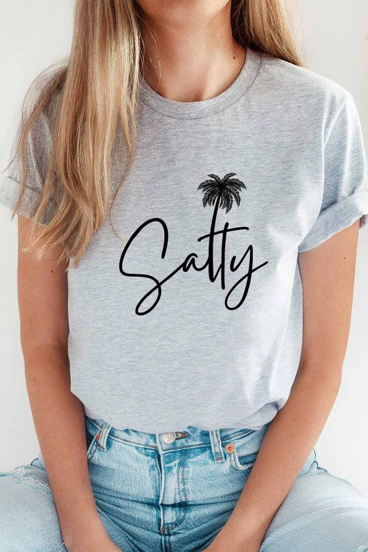 Salty Graphic Tee featuring a stylish design, made from high-quality cotton and polyester blend.