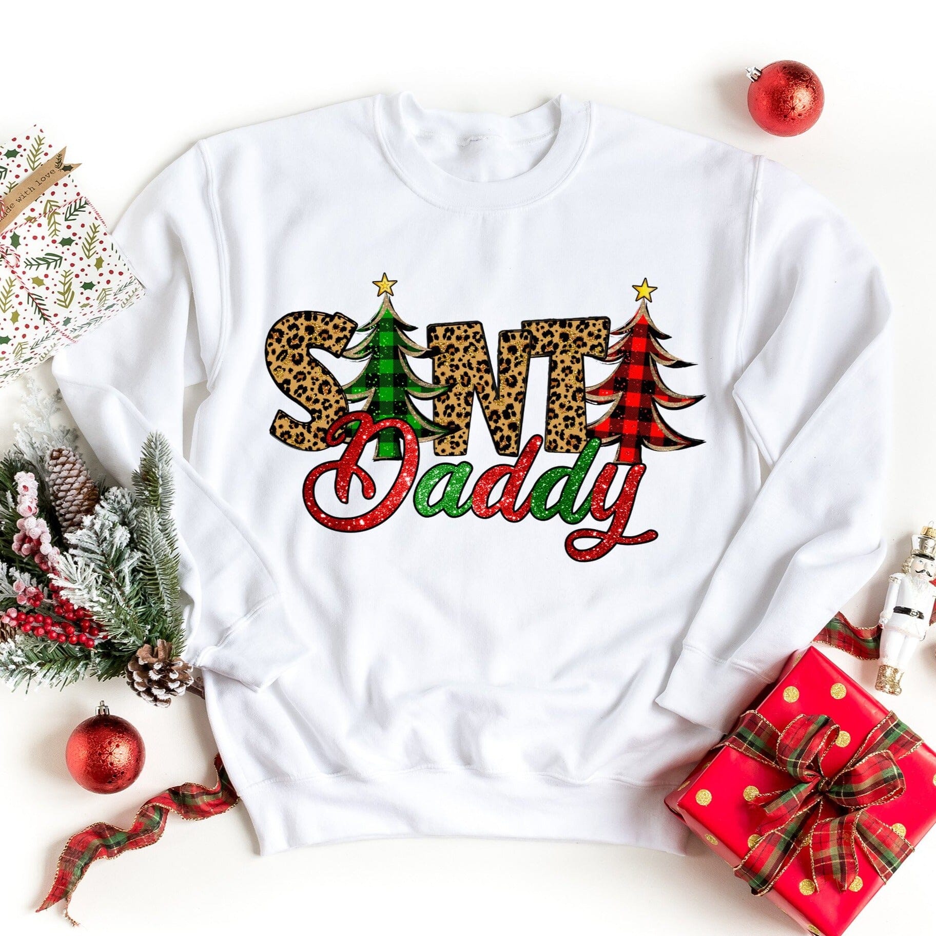 Cozy Santa Daddy Sweatshirt featuring festive design, perfect for holiday wear.