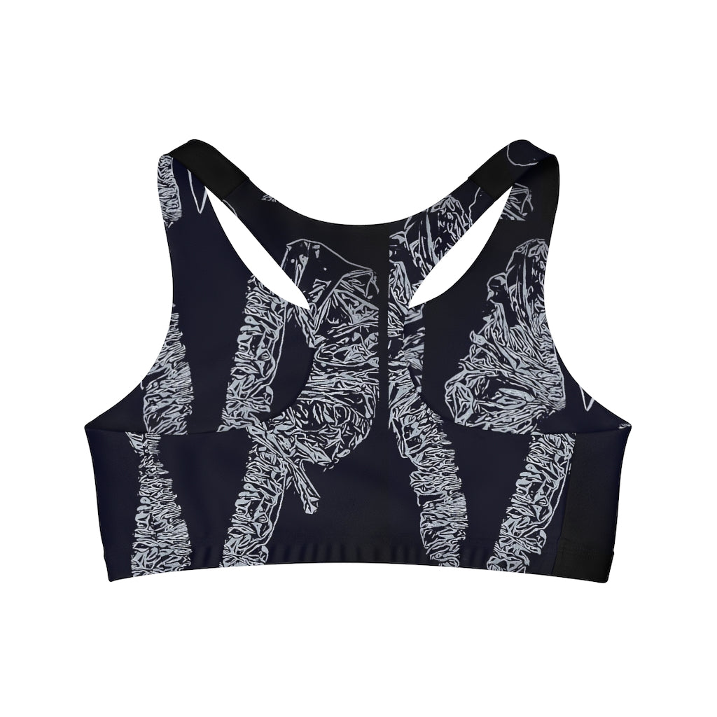 A stylish Seamless Sports Bra made from soft Microfiber Polyester and Spandex, designed for comfort and support during workouts.