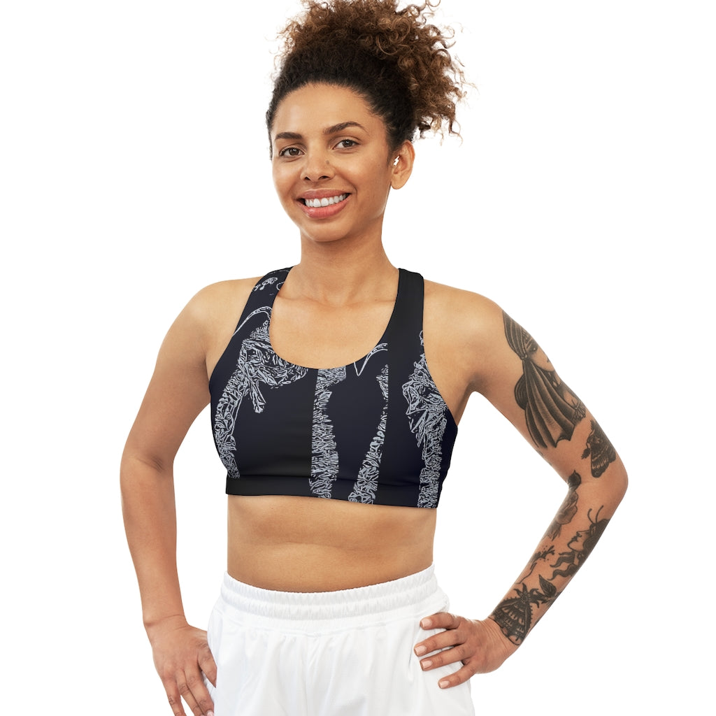 A stylish Seamless Sports Bra made from soft Microfiber Polyester and Spandex, designed for comfort and support during workouts.