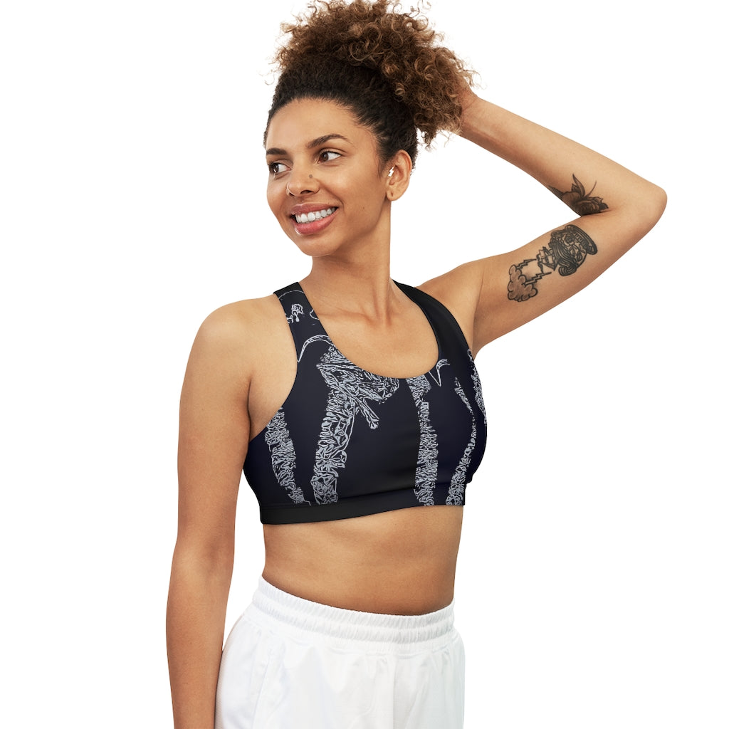 A stylish Seamless Sports Bra made from soft Microfiber Polyester and Spandex, designed for comfort and support during workouts.