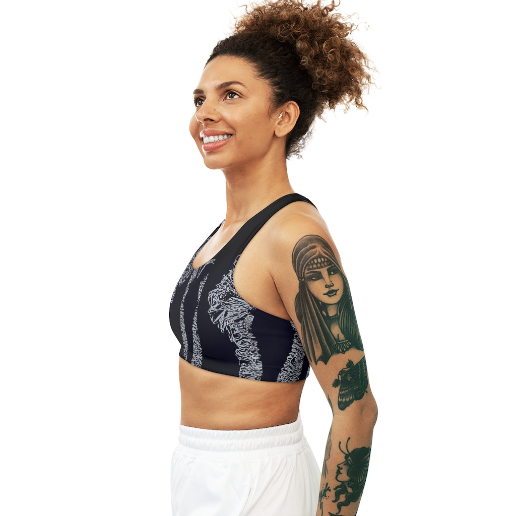 A stylish Seamless Sports Bra made from soft Microfiber Polyester and Spandex, designed for comfort and support during workouts.