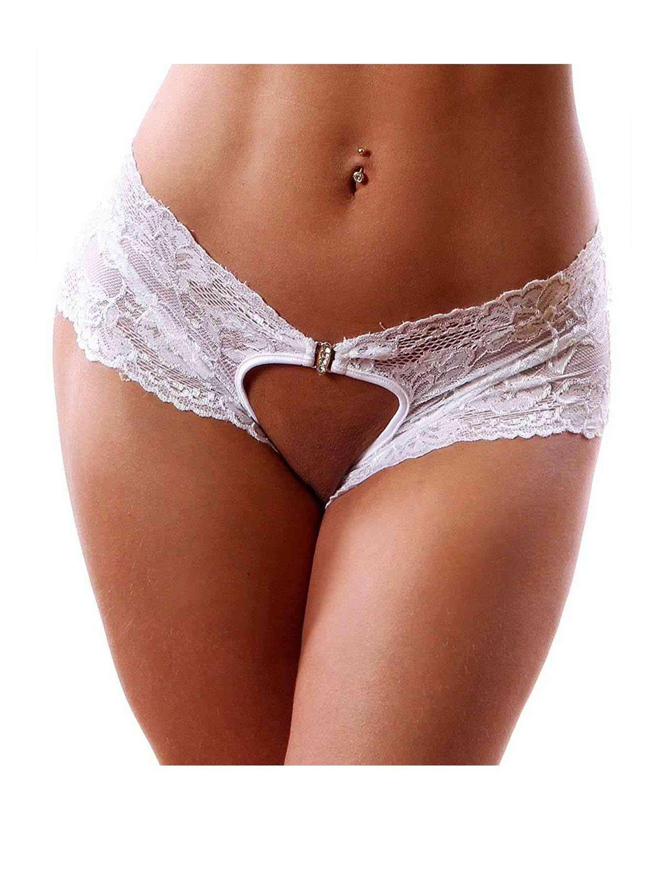 A seductive pair of sexy lace open panties featuring intricate lace detailing and an open butt design, perfect for romantic evenings.