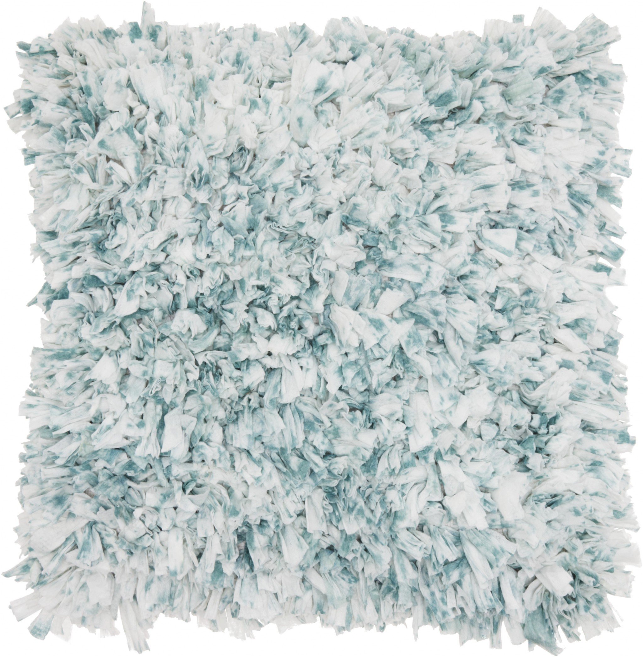 Shaggy Chic Teal and Ivory Throw Pillow with textured design, perfect for modern home decor.