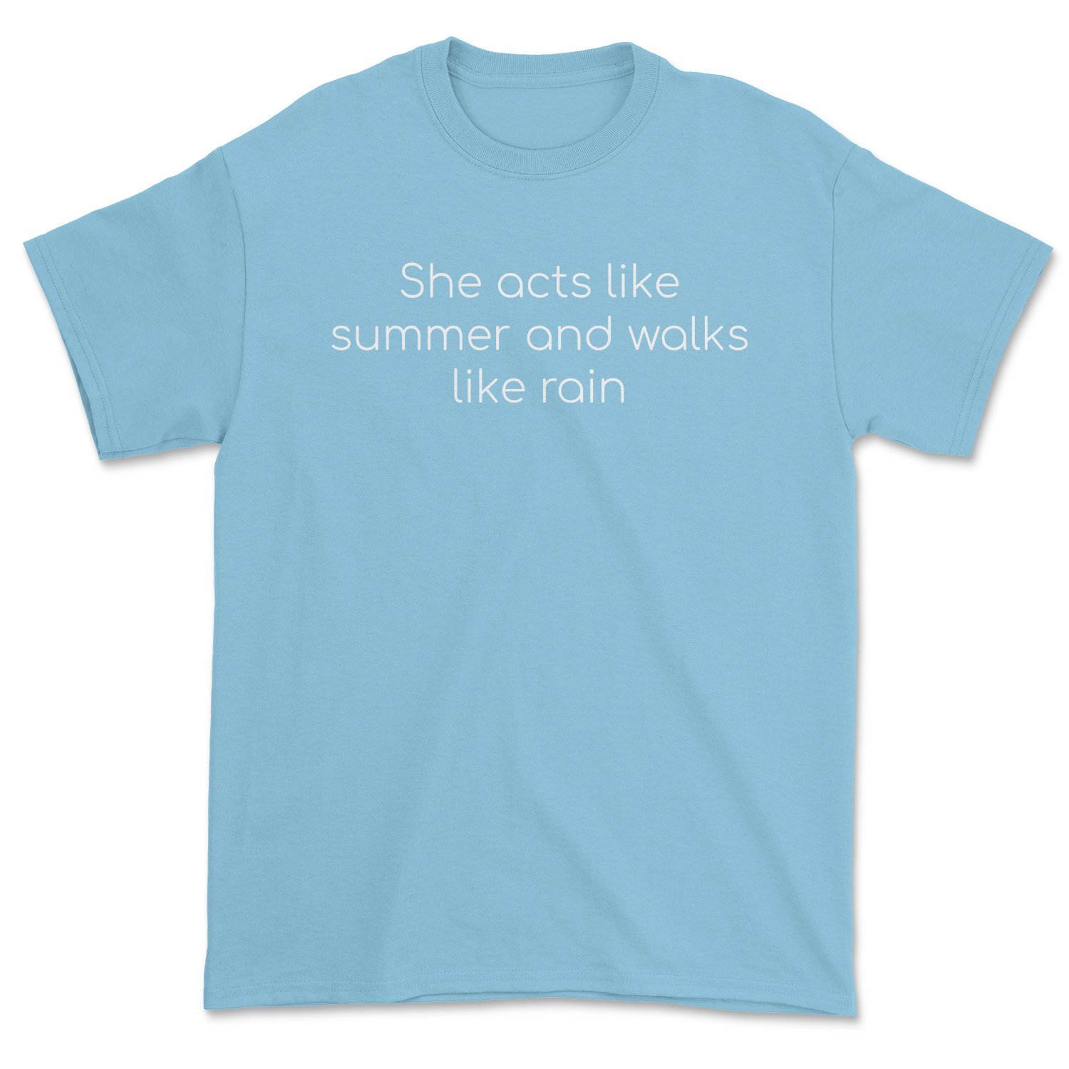 A stylish unisex tee featuring a unique design inspired by summer and rain, printed in vibrant colors.