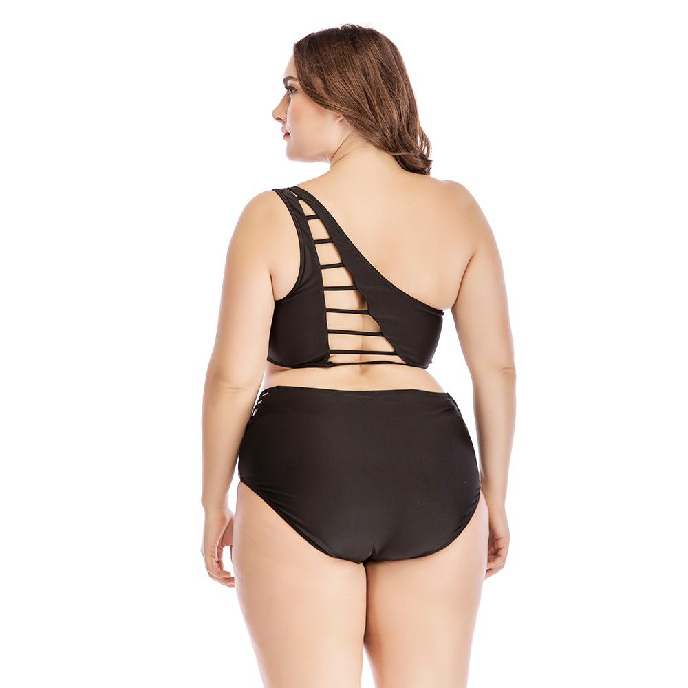 SHEINA one shoulder swimwear set featuring a high-waisted bottom and rib cage back top, made from 100% lycra with unique prints.