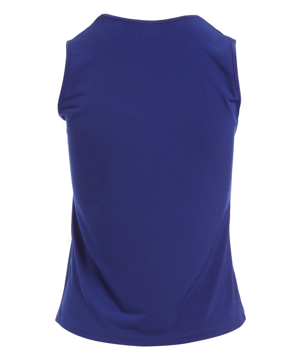 A stylish short tank top with a soft-scooped neckline and wider shoulder straps, perfect for layering under jackets.