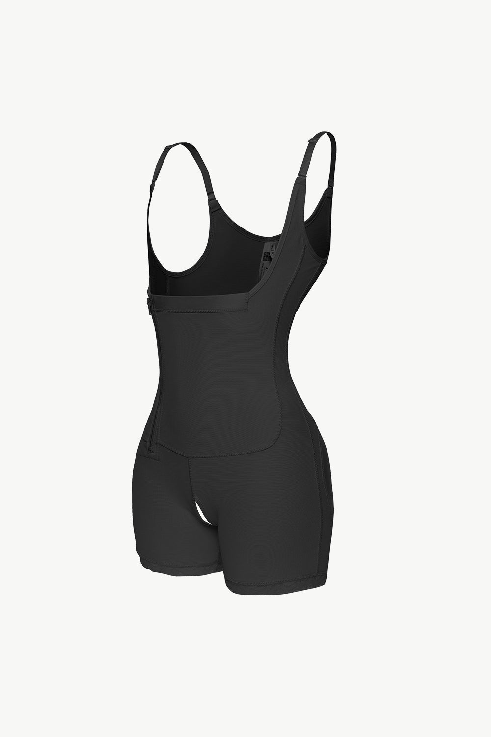 A sleek Side Zipper Under-Bust Shaping Bodysuit in solid color, featuring a side zipper and lace detailing, showcasing its minimalist design.