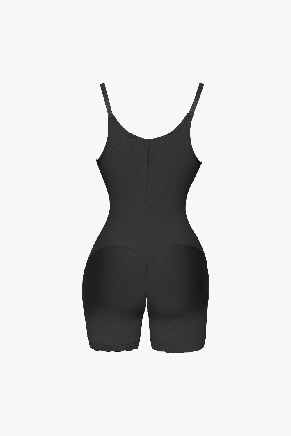 A sleek Side Zipper Under-Bust Shaping Bodysuit in solid color, featuring a side zipper and lace detailing, showcasing its minimalist design.