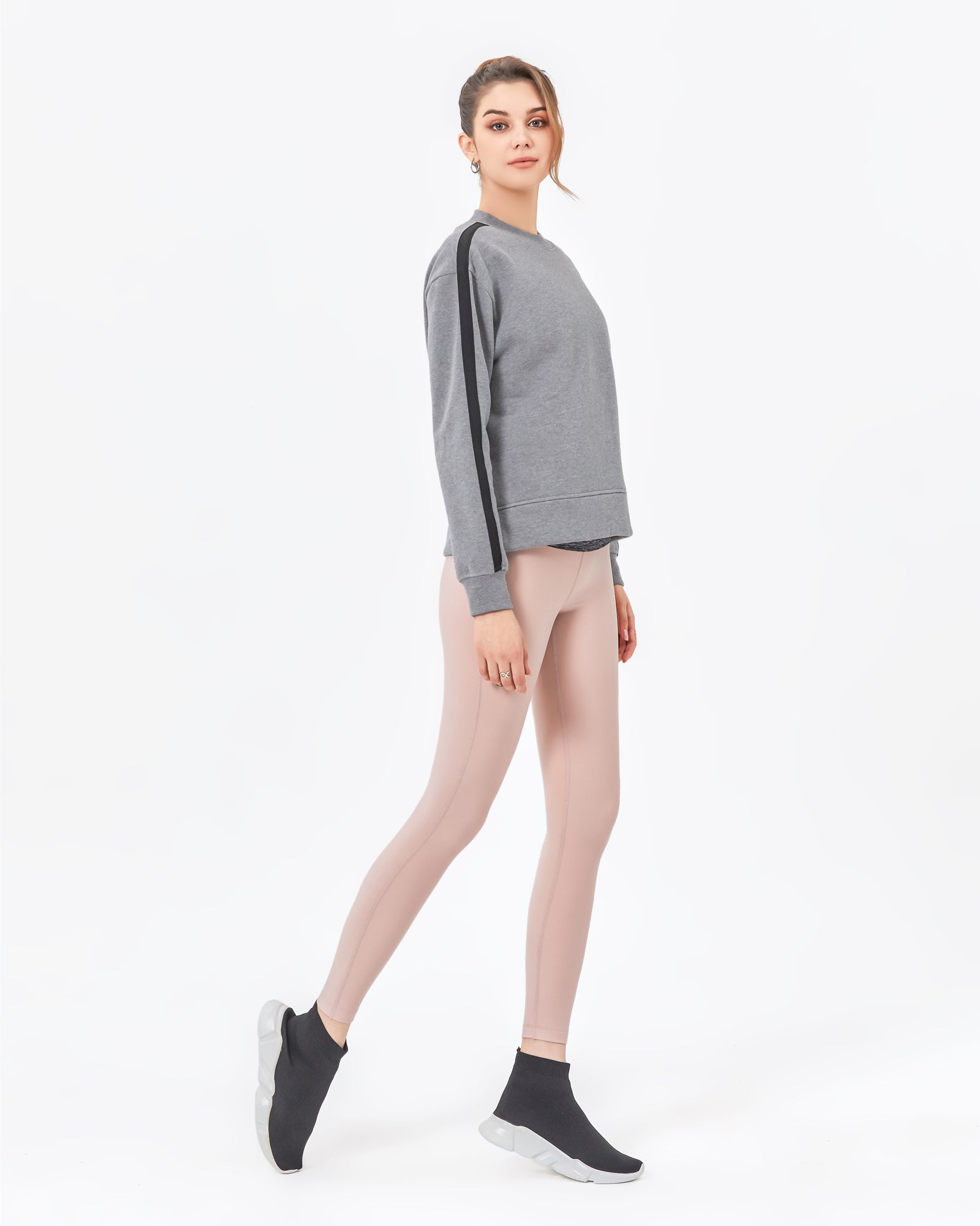 Sideline Fleece Sweatshirt featuring sporty stripes, perfect for casual wear and lounging.