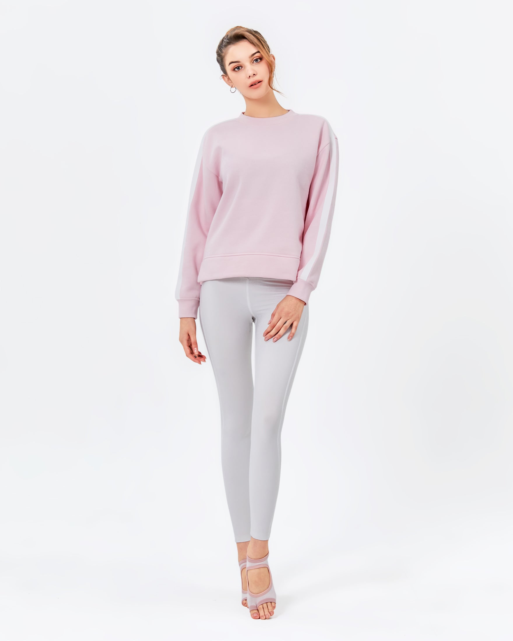 Sideline Fleece Sweatshirt featuring sporty stripes, perfect for casual wear and lounging.