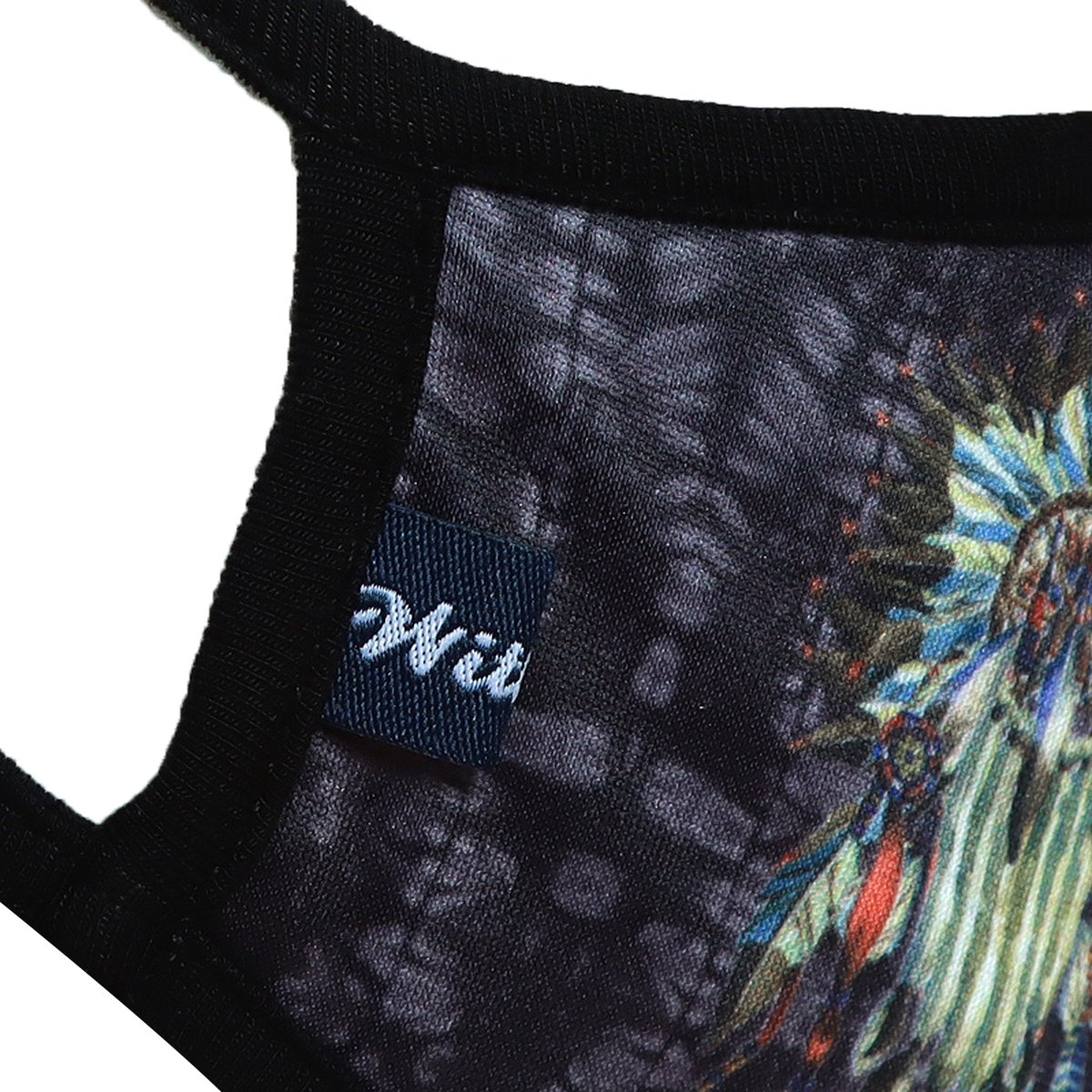 Sioux Feather 3-Layered Face Cover featuring a unique feather print design, made from polyester and cotton, suitable for unisex wear.