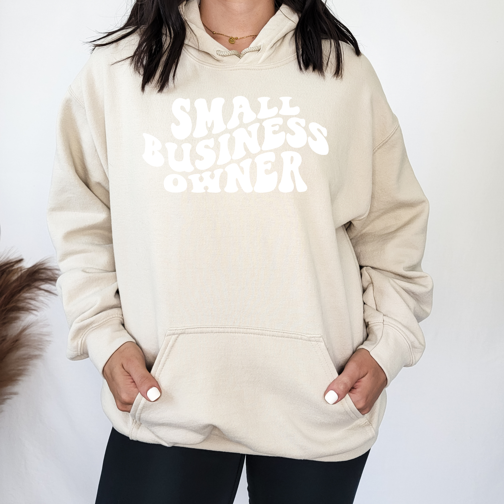 A cozy Small Business Owner Sweatshirt featuring a stylish puff design, perfect for celebrating entrepreneurship.