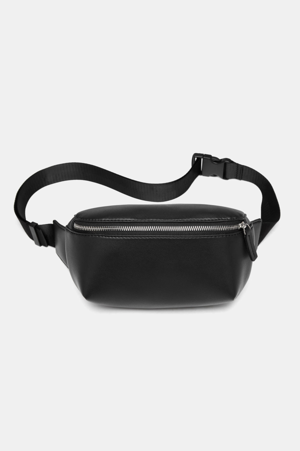 Small PU leather sling bag in solid color, showcasing its compact design and adjustable strap.