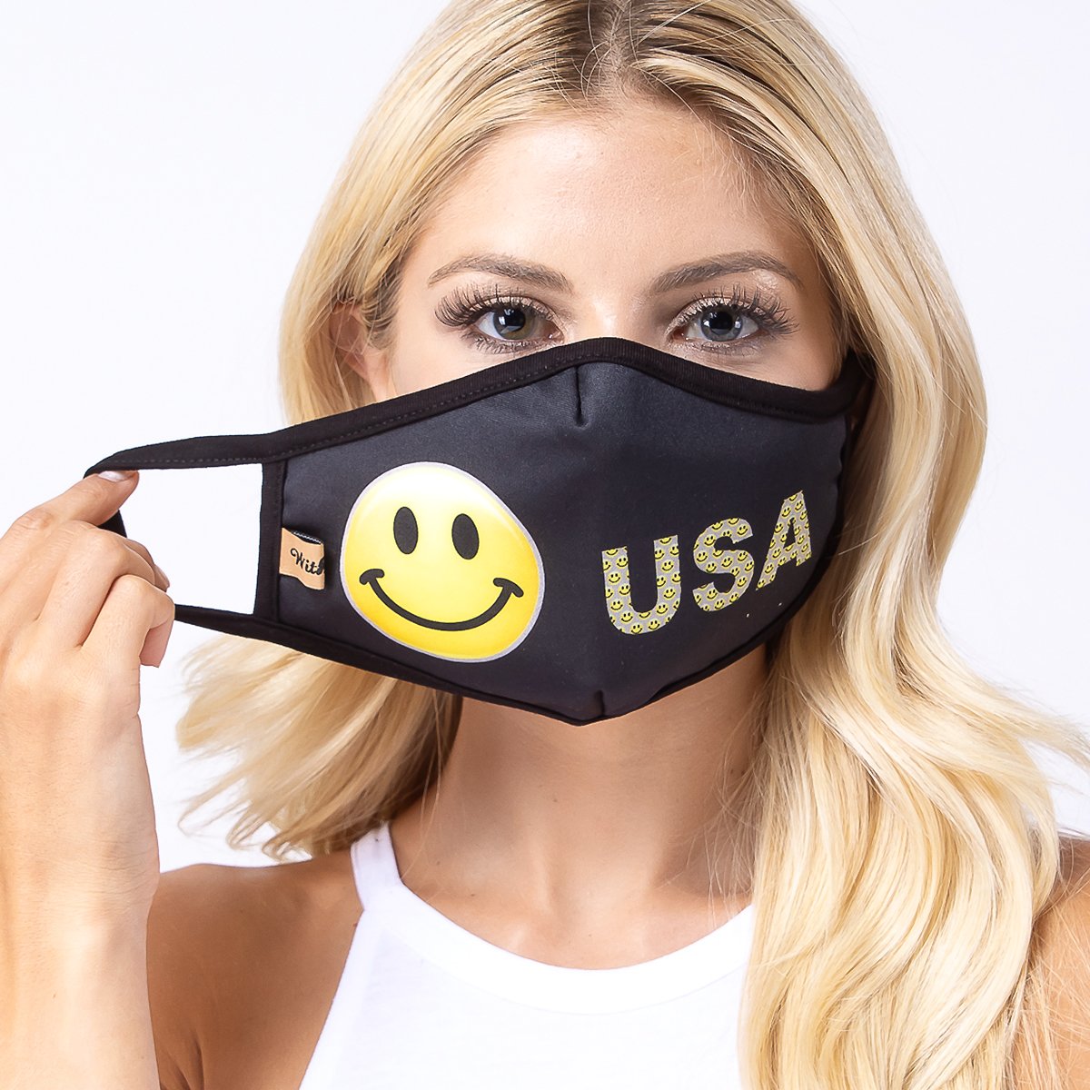 Smile USA 3-Layered Face Cover featuring a unique print design, made from polyester and cotton, suitable for unisex wear.