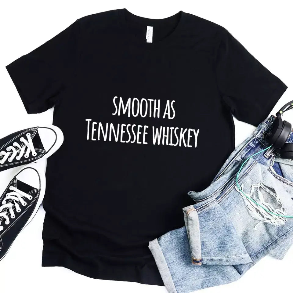 Smooth As Tennessee Whiskey Couple Tee featuring a stylish design, made from soft Ringspun Cotton, perfect for couples.