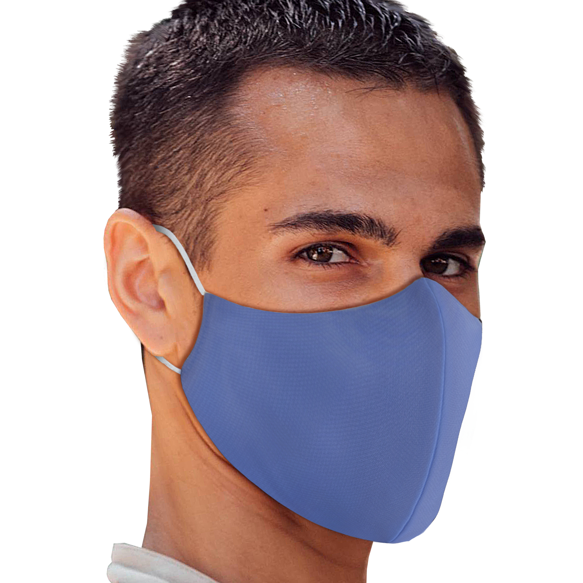 Solid Ocean Blue Face Mask displayed on a neutral background, showcasing its vibrant color and comfortable design.