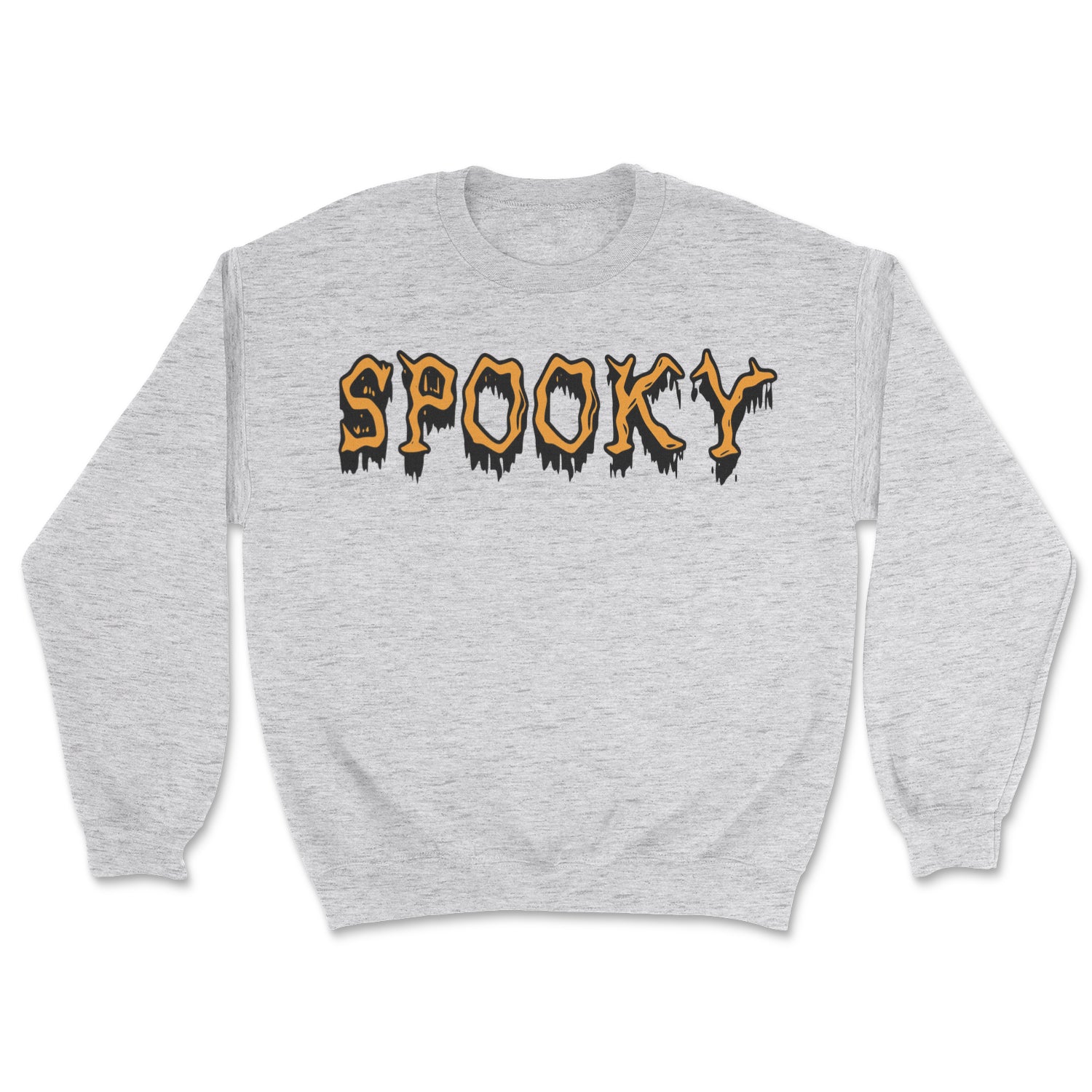 A cozy Spooky Sweatshirt featuring a vibrant Halloween design, perfect for unisex wear during the fall season.