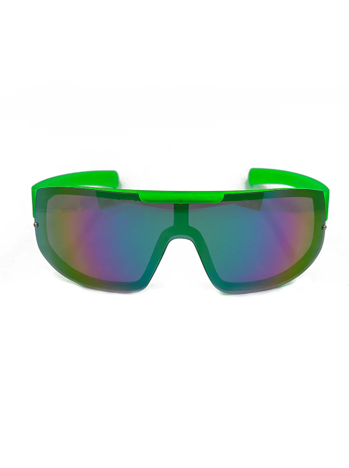 Green sports sunglasses ART27 with scratch-resistant lenses and UV 400 protection, designed for athletes and outdoor activities.