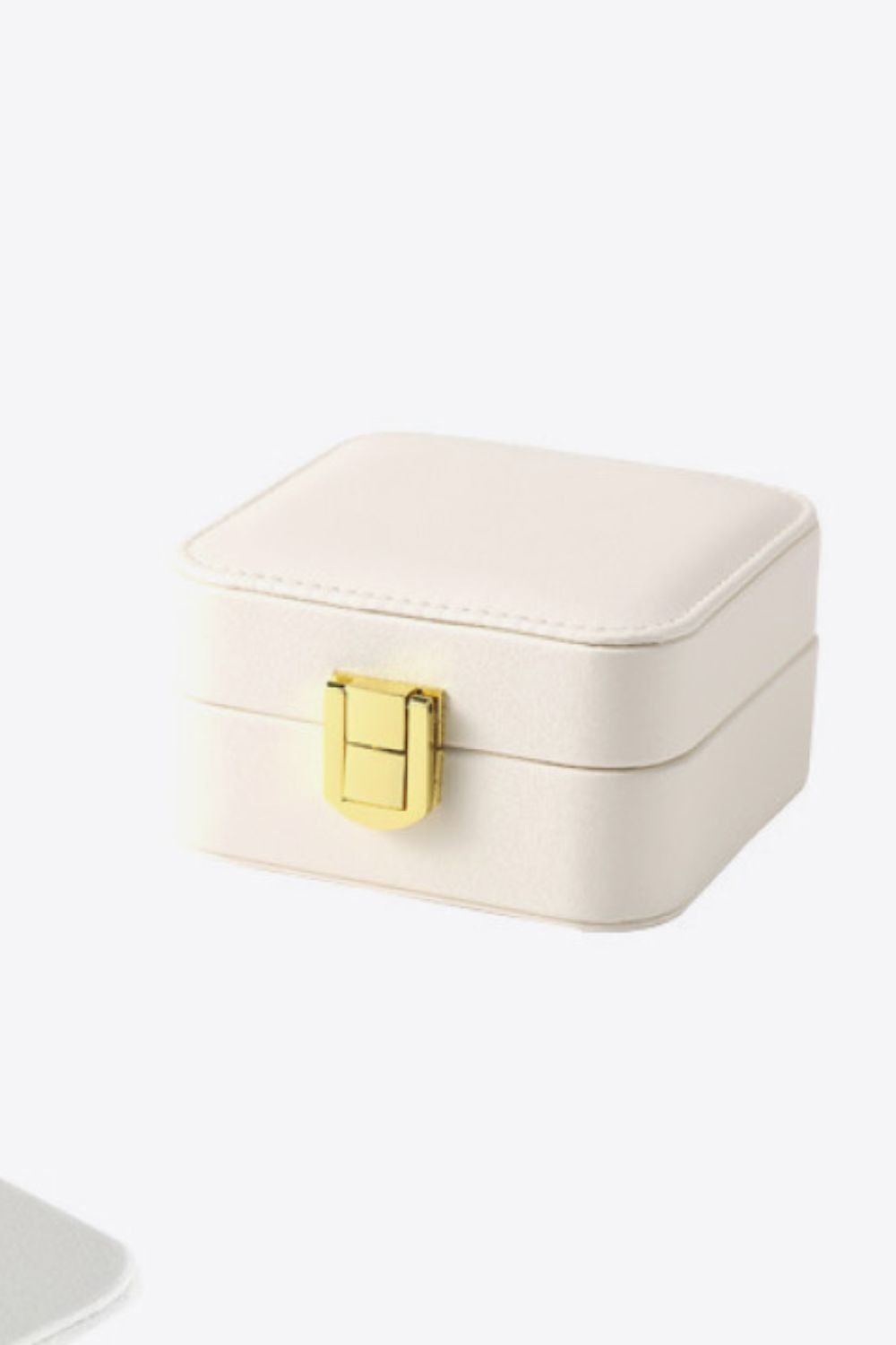 Square PU Leather Jewelry Box in elegant design, showcasing its compact size and luxurious PU leather material.