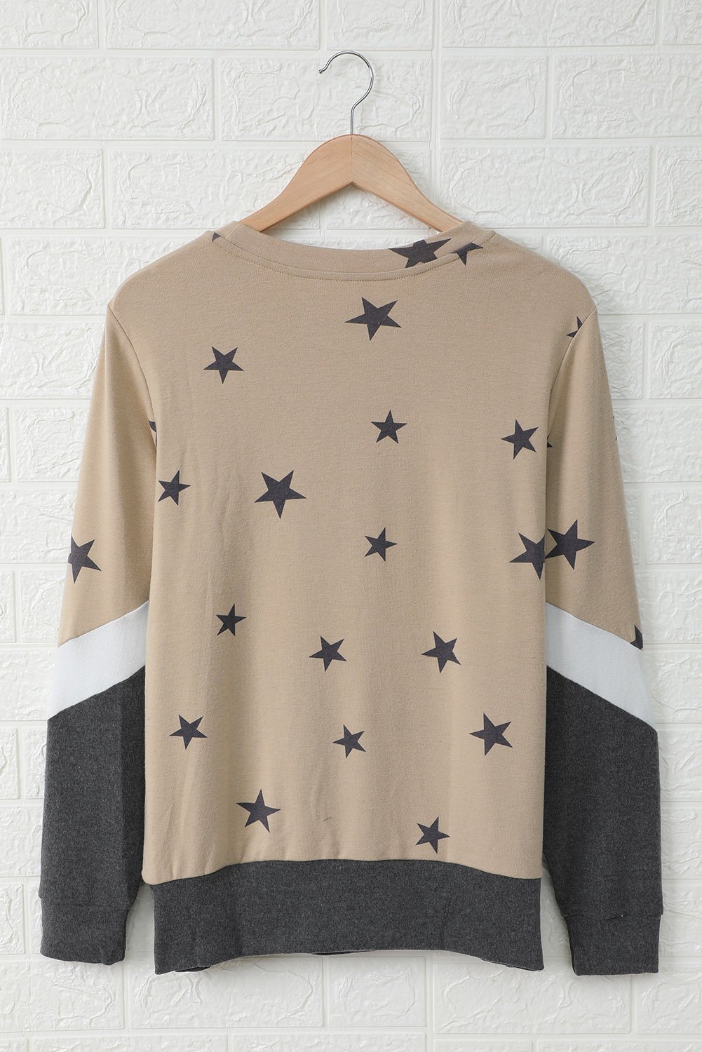 Star Color Block Pullover Sweatshirt featuring a chic colorblock design and star print, perfect for casual wear.