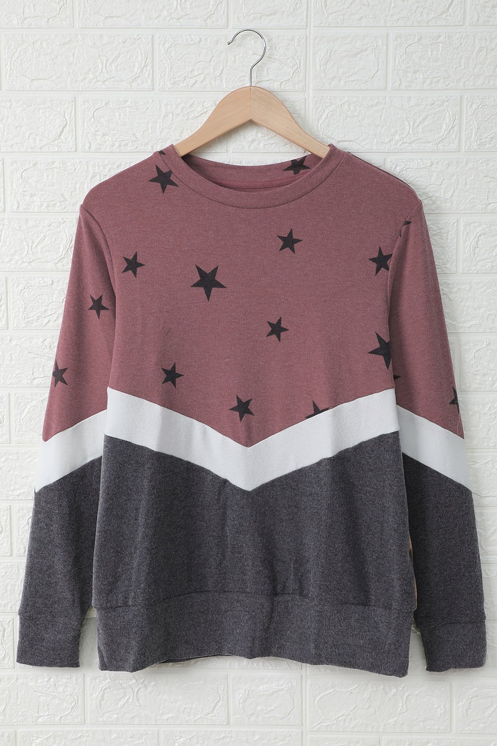 Star Color Block Pullover Sweatshirt featuring a chic colorblock design and star print, perfect for casual wear.