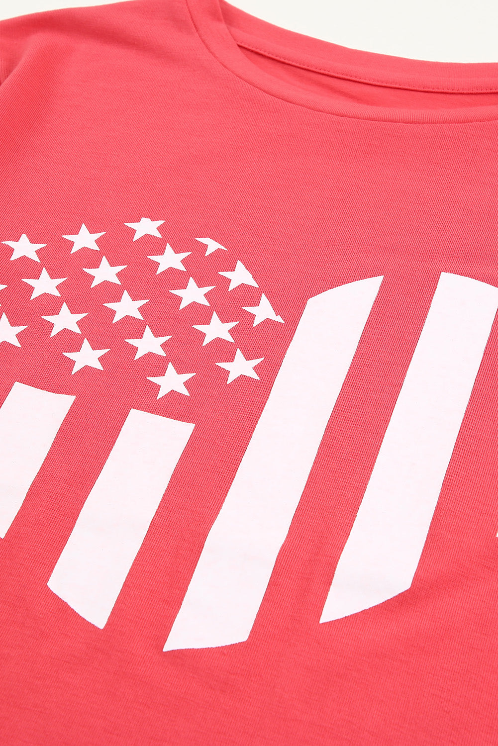 Stars and Stripes Graphic Tee Shirt featuring a vibrant patriotic design with a round neck and short sleeves.