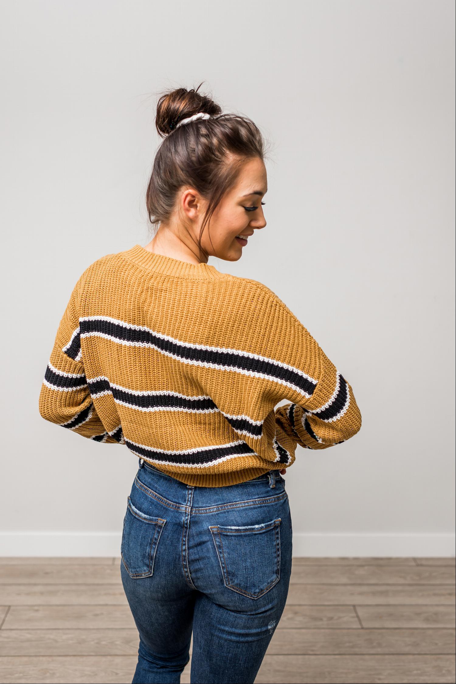 A stylish Stripe Dolman Sleeve Boxy Sweater Knit Top featuring a boatneck design and roomy bat style sleeves, perfect for fall layering.