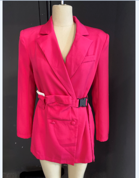 A stylish female suit jacket designed for spring and summer 2021, featuring a slim fit and elegant commuter style.