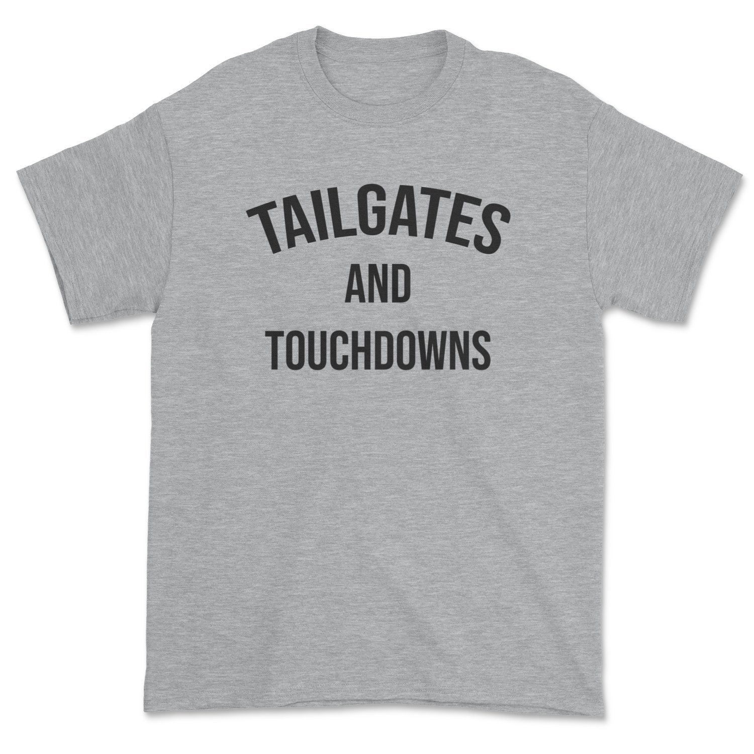 A stylish Tailgates and Touchdowns Tee featuring a vibrant football-themed design, perfect for game day.