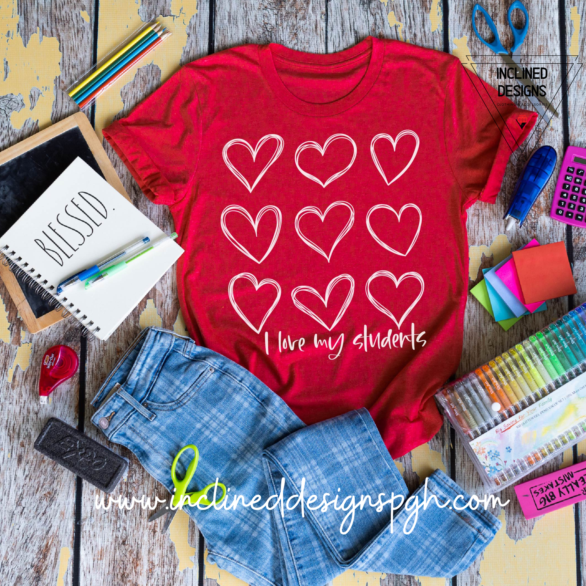 A comfortable adult tee featuring the phrase 'I Love My Students' in vibrant screen print, perfect for teachers.